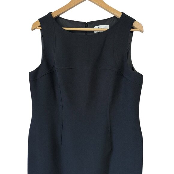 Le Suit Sheath Dress Solid Black Scoop Neck Sleeveless Knee Length Womens 12 - Picture 2 of 9